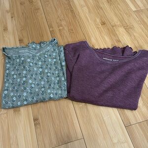2 American Eagle cropped tees